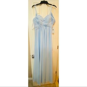 BNWT Babaroni off Shoulder Spaghetti strap chiffon Dress Size 10 In Sky Blue